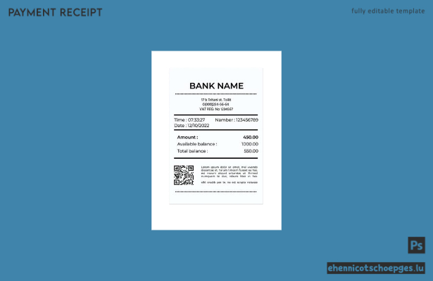 Beispielvorschau für Bankbeleg Version 2